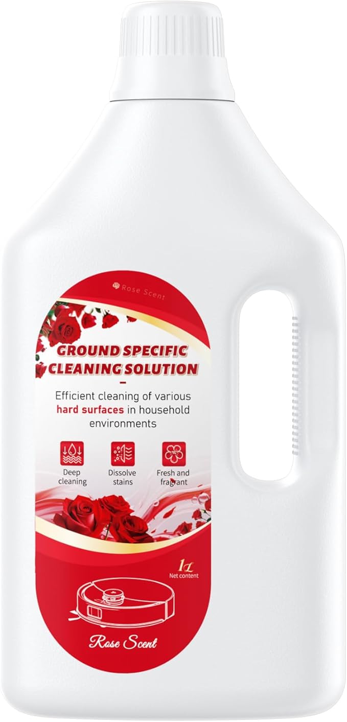 1L Floor Cleaning Solution Compatible with Roborock/Eufy/iRobot/Ecovacs/Dreame/Shark, Fragrance Deodorization, Deep Cleans for Multiple Hard Floors (1 Liter, 【Rose】)