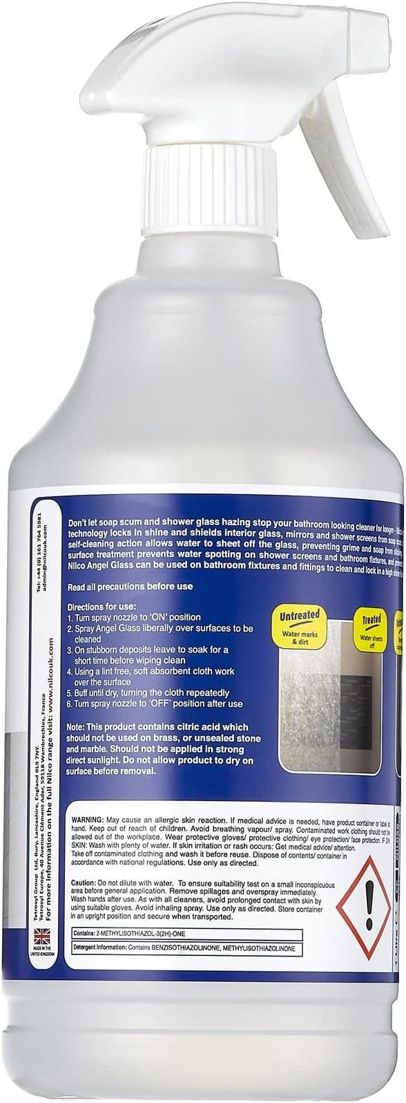 Nilco Angel Glass, Self Cleaning High Shine Glass Treatment, 70 Fl Oz