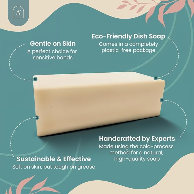 All Natural Dish Soap Bars - Bar Soap for Dishes, Biodegradeable Dish Soap Block, Kitchen Soap, All Natural Non Toxic, Low Waste Kitchen Dishwashing Bar Soap-Citrus Scent (3 Pack, 6.3oz)