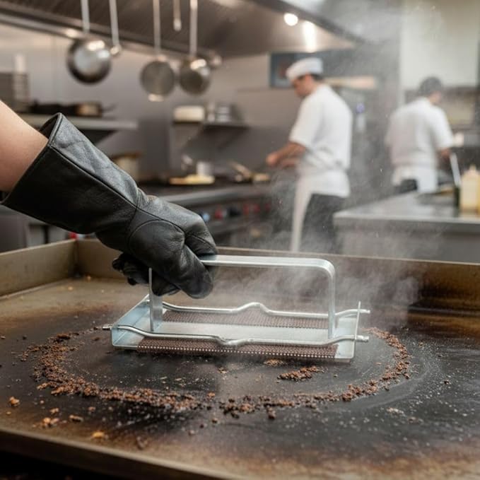 Soro Essentials- 5” x 3” x 2” Griddle Screen Pad Holder- Griddle Grill Cleaning Accessories Grill Grate Cleaner Holds Griddle Screen Securely Removes Burnt Food Grease Kitchen Restaurant
