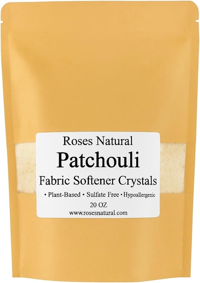 Fabric Softener Crystals, 20 oz, Plant-Based, Hypoallergenic Scent Beads, Softens & Freshens Laundry, Available in Peppermint, Lavender, Patchouli, Leather, Made in the USA (Patchouli)