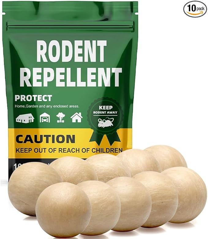 Rodent Repellent Balls Indoor/Outdoor Mice Repellent Indoor, Rat Repellent for Outside, Outdoor Mouse Repellant, Peppermint Balls for Rodents, Rat Repeller for Car Engines 10P