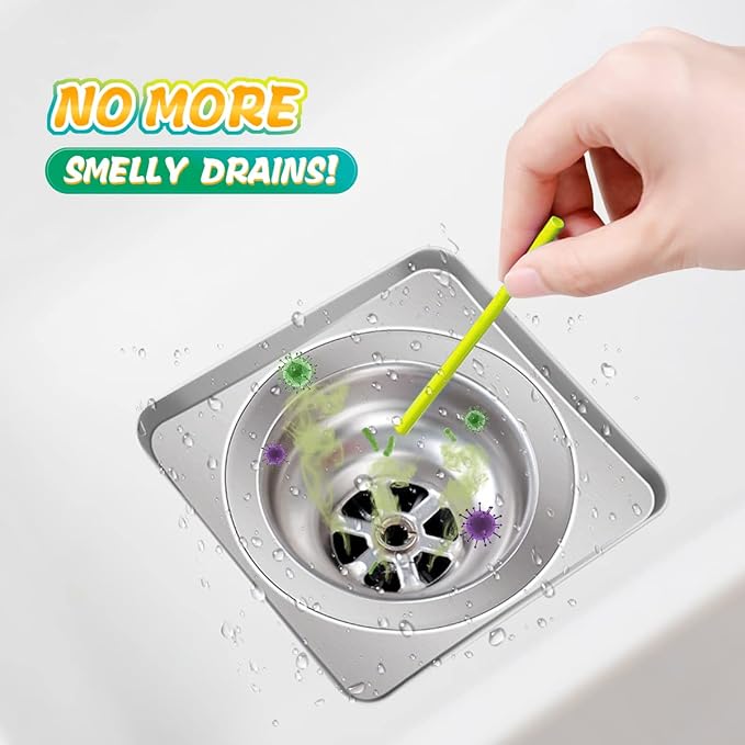 Lemon Scent Bio-Flow Drain Strips - 48 Strips | L-Wash Drain Cleaner & Odor Remover Drain Sticks - Keeps Drains Fresh