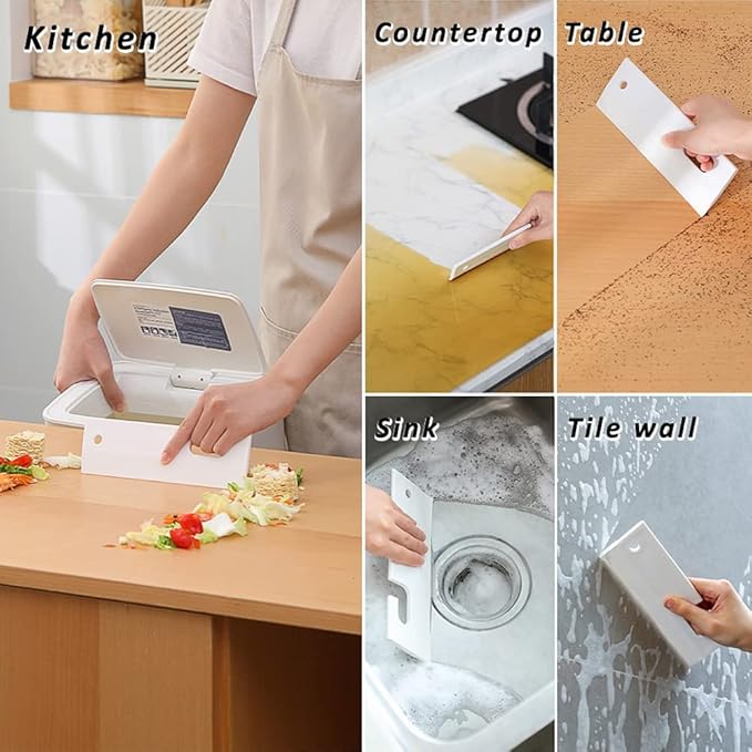 2PCS,White Silicone Squeegee with Hanging Hole, Water Blade for Cleaning Kitchen Countertops Sink, Bathroom Shower Mirrors Glass, Car Windows Wiper Scraper, Flexible Waterblade Cleaner Tool