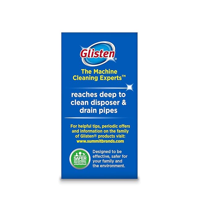 Glisten Garbage Disposal Cleaner and Odor Eliminator with Foaming Action, Removes Buildup and Cleans, Lemon Scent, 4 Uses