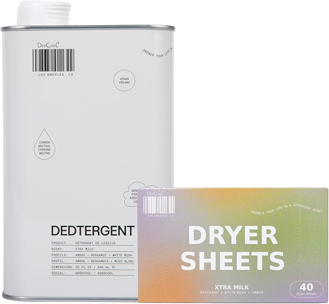 DedCool Xtra Milk Dryer Sheets and Milk Liquid Laundry Detergent | Stain-Removing Formula | Softens & Freshens | Non-Toxic