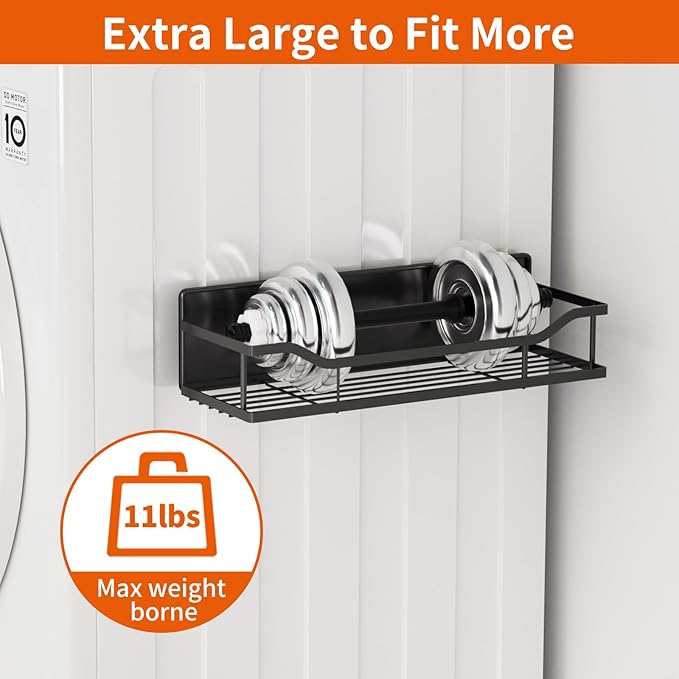 Magnetic Spice Rack,Multifunctional Magnetic Shelf for Washing Machine,Refrigerator,Microwave,and Any Metal Surface,Powerful Magnetic Shelves Include Magnetic Paper Towel Holder (5 pcs - Black)