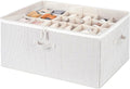 StorageWorks Shoe Organizer for Closet, Fits up to 24 Pairs, Shoe Cubby Storage Containers with Adjustable Dividers and Clear Cover, Khaki and Beige Stripes