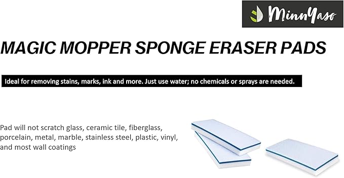 Magic Mopper Sponge Eraser Mop Pad | Compatible with Swiffer Wet Jet and 12" Wet Spray Mops | 12-inch Magic Sponge Eraser Mop Pad | 3 Pack