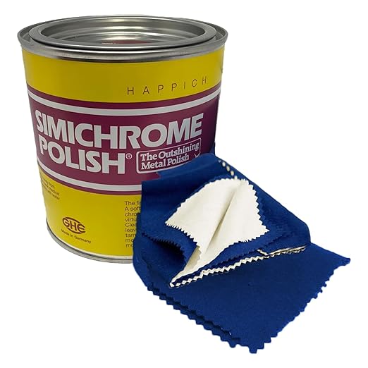 Rosenthal Collection – Simichrome Metal Polish Cream for Chrome, Aluminum, Brass & Jewelry – Restores Shine in Seconds – 1000g Tin with Polishing Cloth