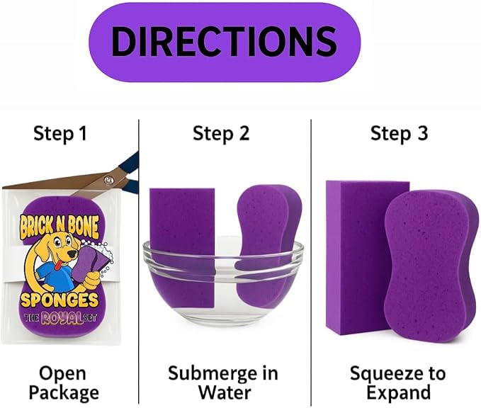 Multi-Purpose Sponges for Cleaning - Purple 2 Pack, Large Sponges for Car Washing, Tile & Grout, All Purpose Cleaning