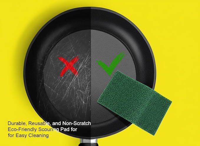 6-Pack Heavy-Duty Scouring Pads, Power Scrub Multi-Surface Scratch-Free 6"x4" in for Kitchen, Bathroom, Grill & Oven Racks