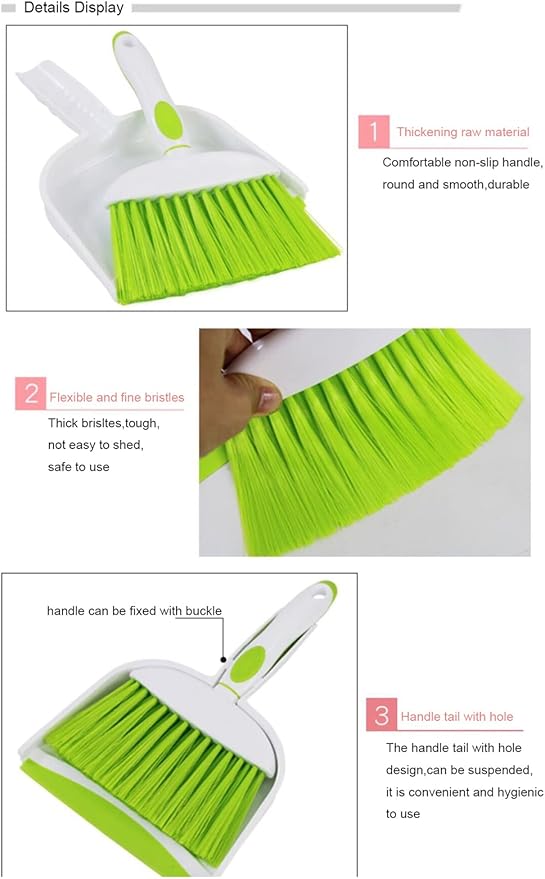 Mini Broom and Dustpan Set-Mini Whisk Set for Desk, Housekeeping, Office, Kitchen, Pet Nest, etc.,Daily Cleaning Necessity Plastic Mini Dustpan Set (Light Blue)