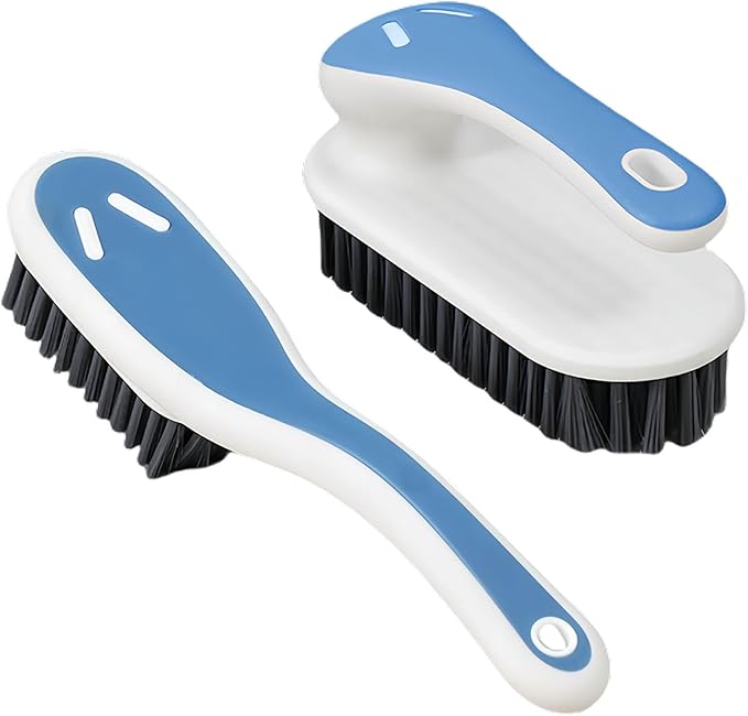 Soft Bristle Scrub Cleaning Brush Stain Remover Brush Fabric Cleaning Brush Laundry Brush Small Scrub Brush Cleaner Household Cleaning Brushes for Carpet, Clothes, Bathroom,Sneaker-2 Pack (Blue)