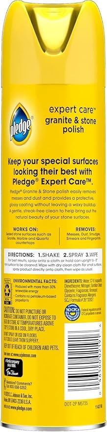 Pledge Granite & Stone Cleaner, Expert Care, Aerosol, Orange Scent, 9.7 oz.