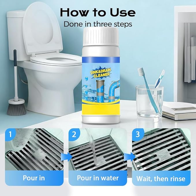 Sink and Drain Cleaner Powder, 2026 New Multi-functional Pipeline Dredging Agent Sink Drain Cleaning Powder for Kitchen,Bathroom,Toilet,Pipe Maintenance (1)
