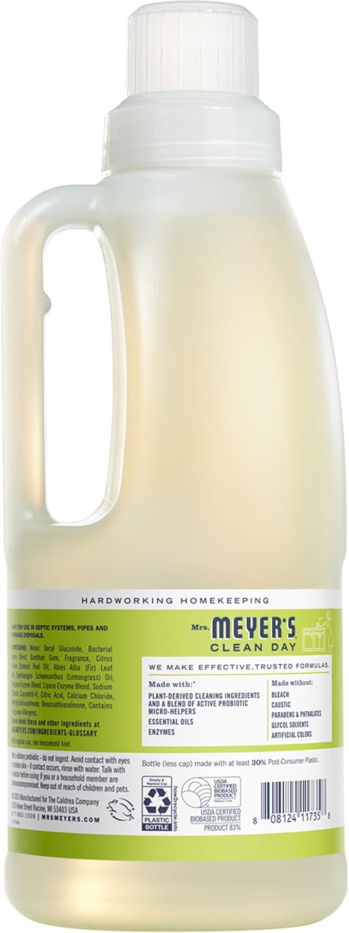 MRS. MEYER'S CLEAN DAY Probiotic Drain Maintenance Liquid,Lemon Verbena,Freshens Disposals and Drains,32 Fl Oz,(Pack of 2)
