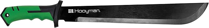 Hooyman Bush Machete with Heavy Duty Construction, Ergonomic No-Slip Handle and Belt Sheath for Gardening, Land Management, Bushcraft, Hunting and Outdoor , Black/Green