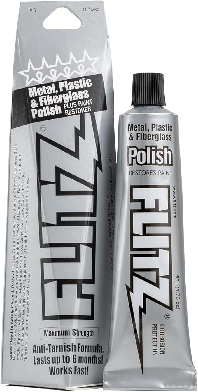 Flitz 1.76oz Metal Polish Paste + 16" x 16" Microfiber Cloth
