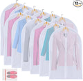 MsKitchen 12 Pack Shirt Garment Bags (24x36") - Dustproof Short Suit Covers - Durable PEVA Closet Bags with Sturdy Zipper for Blouses, Jackets, Sweaters & T-Shirts (Translucent)
