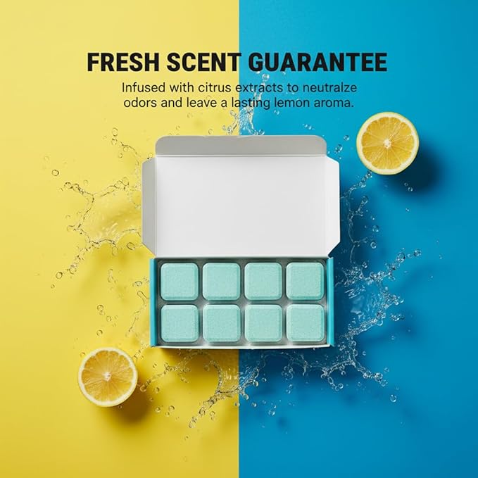 RAINPOT Washing Machine Cleaner for Washing Machines, Universal Compatible with Front Loader & Top Loader, Effective Odor Eliminator, Septic-Safe, 12 Tablets (24 PCS)