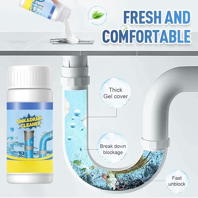 Sink and Drain Cleaner, Pipeline Dredging Agent, Sink and Drain Cleaner Powder, Multi-functional Fast-Acting Pipe Dredging Agent for Kitchen and Toilet Pipeline (3pcs)