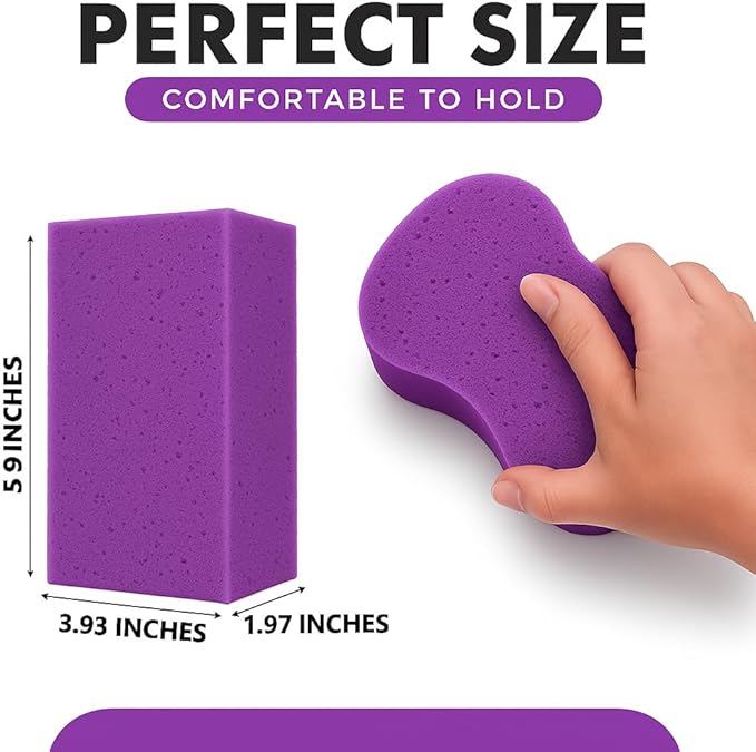 Multi-Purpose Sponges for Cleaning - Purple 2 Pack, Large Sponges for Car Washing, Tile & Grout, All Purpose Cleaning