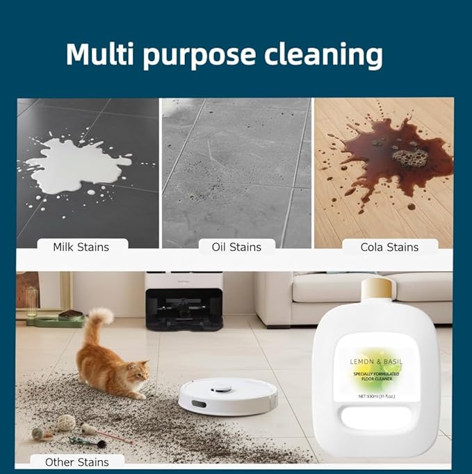 Floor Cleaning Solution Compatible With NARWAL Robot Vacuum And Mop Cleaner(Model Freo | Freo X Ultra). Residue & Streak Free.Deep Cleans For Multiple Hard Floors.LEMON & BASIL Scent(1 bottle)