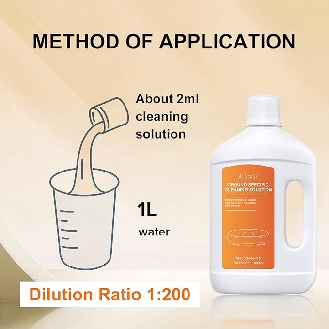 Sweet Orange Scent Floor Cleaning Solution Compatible with Dreame Cleaning Solution, Floor Cleaner for Hardwood Tile Hardfloor, Compatible Robot Vacuums with Mopping and Wet Dry Vacuum (2 bottles)