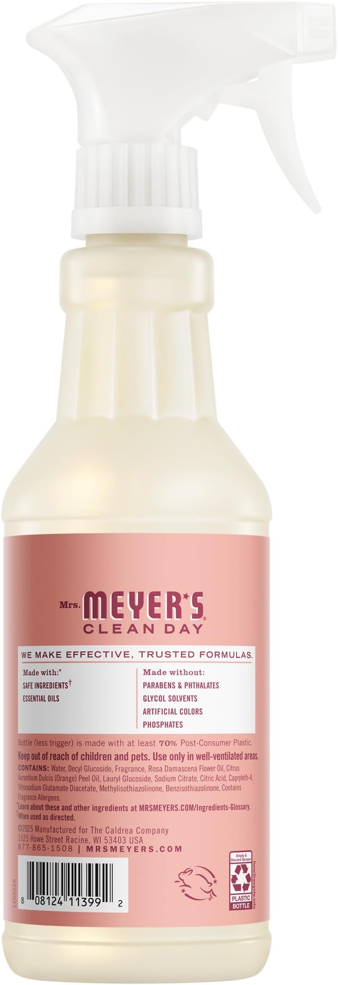 MRS. MEYER'S CLEAN DAY Multi-Surface Everyday Cleaner, Rose Scent, 16 Fl Oz Bottle - 3 Pack
