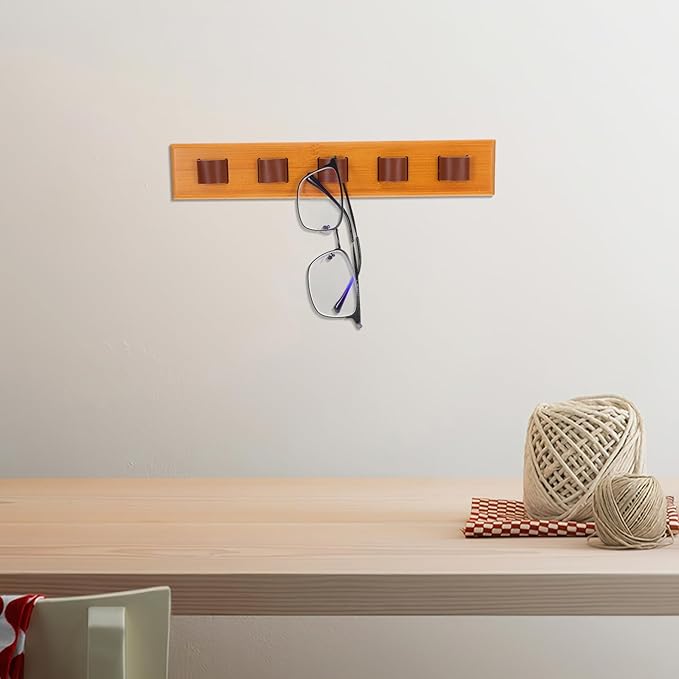 Wall-Mounted Wooden Eyeglass Storage Holder Sunglasses Organizer Hanging Eyewear Display Rack for Entryway Bedroom Office Organization