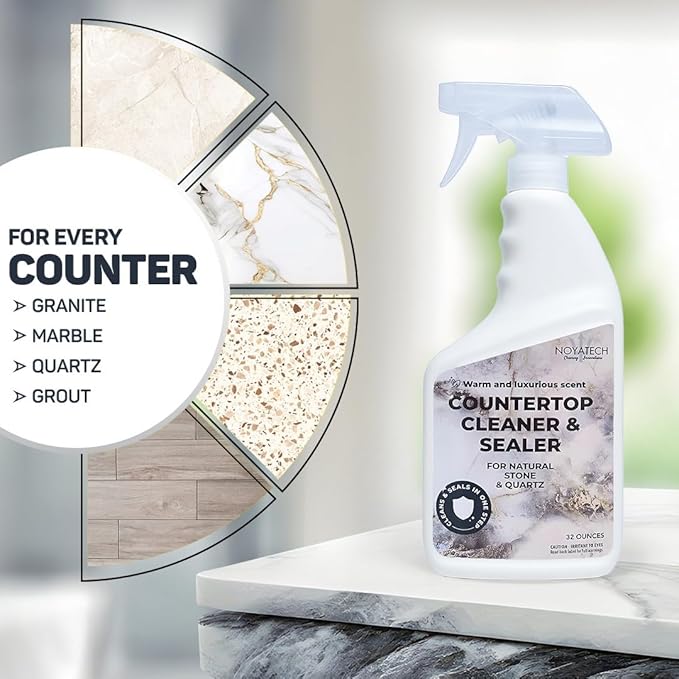 Countertop Cleaner & Sealer – Streak-Free Spray for Granite, Marble & Quartz | Cleans & Protects in One Step | USDA BioBased, Non-Toxic, No Film