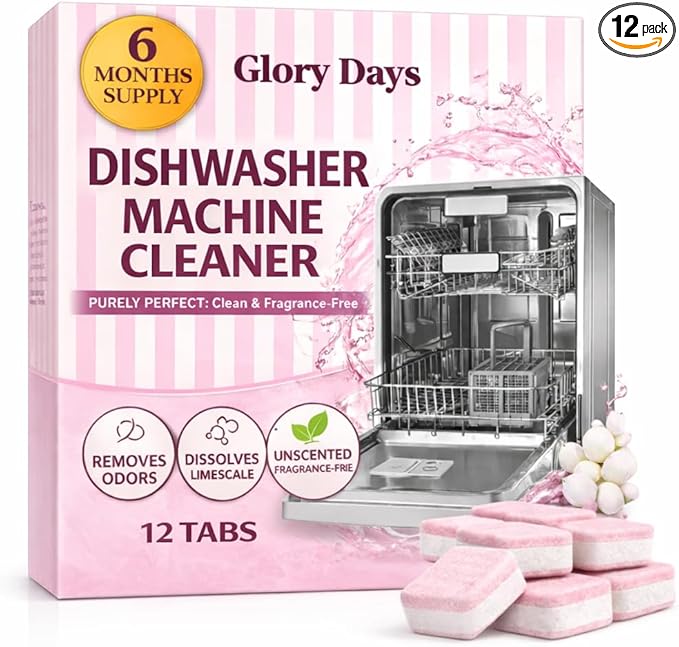 Dishwasher Cleaner And Deodorizer Tablets - 6 Months Supply Unscented Dishwasher Cleaning Tablets - Deep Cleaning Removes Limescale and Odors - Eco-friendly Dish Washer Machine Cleaner - Septic Safe