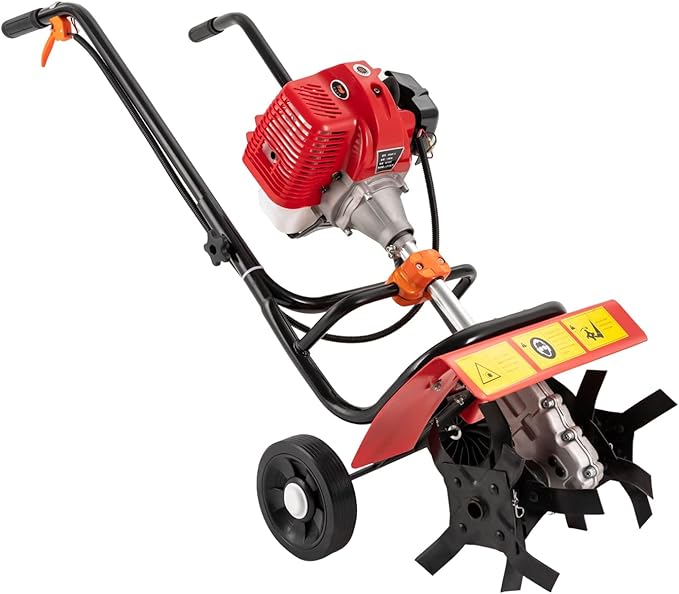 Tiller/Cultivator, Garden Rototiller for Lawn, Garden and Field Soil Cultivation, 52CC Gas Powered Engine Rototiller Garden Tool Cordless, Cultivated Land Depth 5-10cm/1.97-3.94in