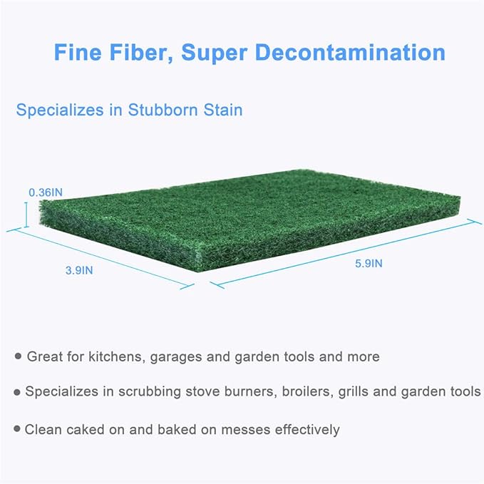24PCS Scouring Pad - Premium Heavy Duty Scrub Pads, Reusable Household Green Dish Scrubber, Multipurpose Scour pad - for Kitchen Scrubber & Metal Grills, 3.9 x 5.9 x 0.36IN