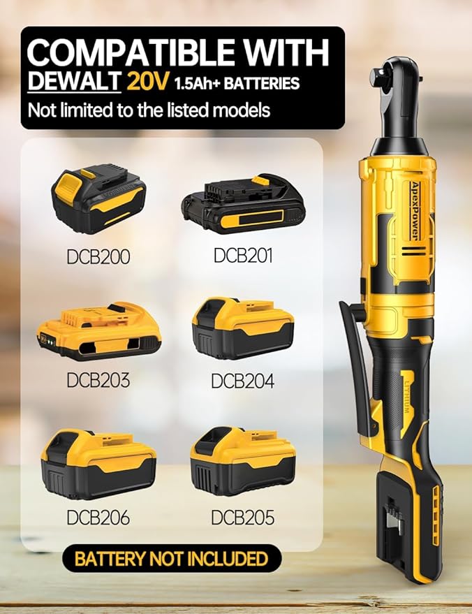 3/8 Inch Cordless Ratchet Wrench for DEWALT 20V Battery, 88Ft-Lbs, 0-400RPM, Electric Ratchet Wrench Set w/Variable Speed Trigger, Reinforced Head, R&F Switch, 7 Sockets,3/8" to 1/4" Adapter