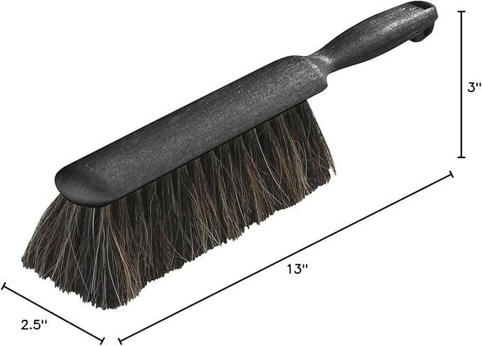 SPARTA Flo-Pac Counter Brush, Bench Brush, Dustpan Brush with Long Lasting for Counters, Floors, And Fireplace, 8 Inches, Black