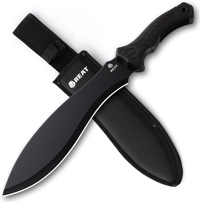 REAT Gardenging Machete, 17" Heavy Duty Machete with Sheath, Ergonomic No-Slip Handle, Machetes for Cutting Trees,Yard Work,Bushcraft