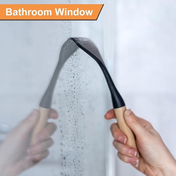 HARFINGTON 2pcs Shower Squeegee 8.8 Inch Length Water Blade Cleaner Tool Household Mirror Squeegee with Hole for Windshield Window Cleaning Glass Door, White