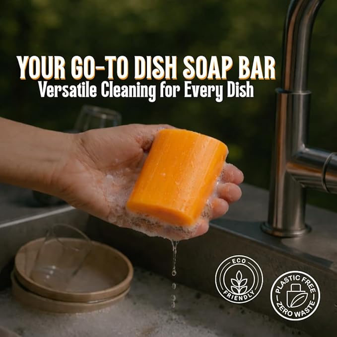 KELEBS 2 Dish Soap Bars | Citrus Essential Oil Formula | Natural & Organic Ingredients | Gentle on Hands | For Plant-Based Kitchens & Light Dishwashing | Biodegradable | No Overpour | Value Pack