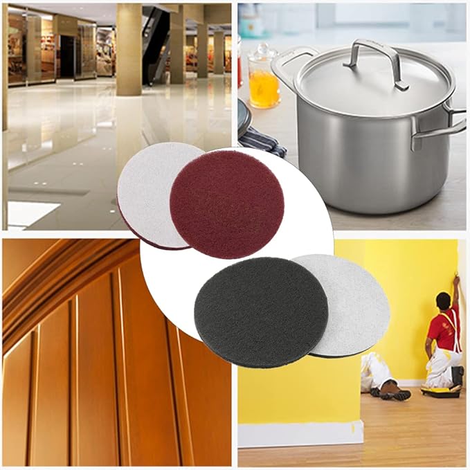 Utoolmart 7 Inch Scrubber Scouring Pads 1200 Grits Drill Scuffing Disc Hoop and Loop Surface Conditioning Disc Gray 6Pcs