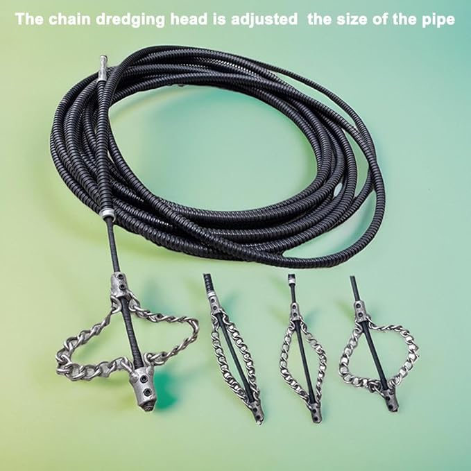 Drain Cleaning Cable for Bathrooms, 2026New Sewer Descaling Chain, 8mm (1/4") Heavy Duty Drain Clog Remover Tools, Flexible Push Snake Cable for PVC Pipes, Toilets (1.5Meter)