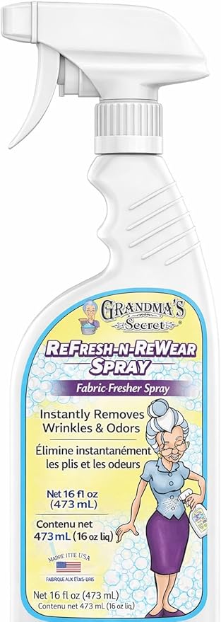 Grandma's Secret ReFresh N ReWear Spray - Instantly Removes Wrinkles & Odors - Wrinkle Release, Fabric Refresher Spray, Chlorine, Bleach and Toxin-Free - 16 Ounce