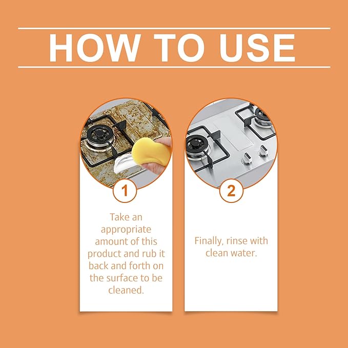 Multi-Purpose Powerful Cleaner, for Kitchen, 3 in 1 Coconut Oil Cleaning Paste, Multi-Purpose Stainless Coconut Oil Cleaning Paste for Oven & Stove Top