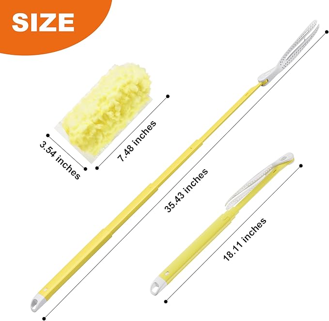 JOYMOOP Scented Telescopic Duster kit, 3FT Extendable Handle (Yellow) + 24 Yellow Refills for Swiffer Feather Duster,Easy Cleaning for Ceilings, Ceiling Fans, Blinds, Vents & Shelves
