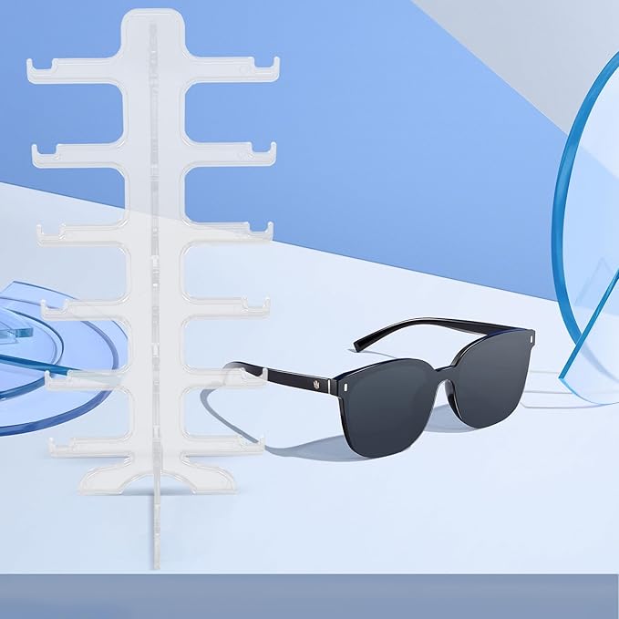SOLUSTRE Sunglasses Display Rack 6-Tier Eyeglass Holder Stand Plastic Sunglass Organizer for Tabletop Storage and Eyewear Display at Home