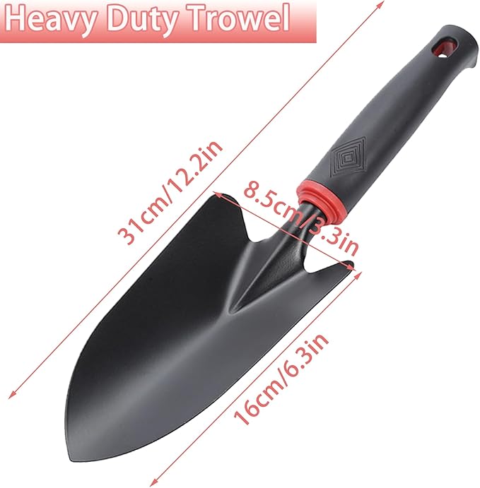 Garden Shovel Hand Trowel, Heavy Duty Gardening Tool with Ergonomic Handle, Non-Slip Soft Rubberized Handle Rust Resistant Garden Spade Garden Tools for Digging, Weeding, Planting, Transplanting