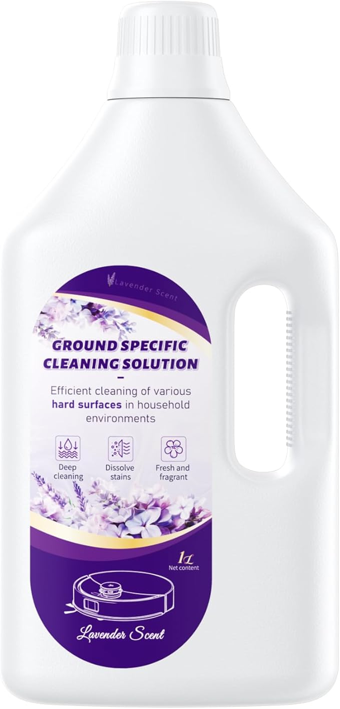 Floor Cleaning Solution Lavender Scent, Compatible with Roborock Cleaning Solution Quick Drying Without Residue Suitable for All Robot Vacuums and Wet Dry Dual-Use Vacuum Cleaners (1 L, Lavender)