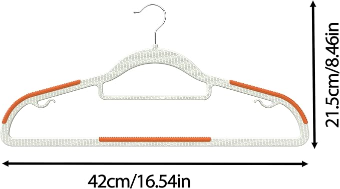 20 Pack Heavy Duty Plastic Hangers, Non Slip Clothes Hangers with Rubber Pads and 360° Hook - Thin Space Saving Hanger, Closet Organizer for Shirt, Pants, Suit, Skirt, Coat - Orange