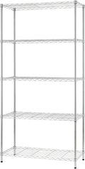FDW 14" D×36" W×72" H Wire Shelving Unit Metal Shelf with 5 Tier Adjustable Layer Rack Commercial Strong Steel for Restaurant Garage Pantry Kitchen，Chrome